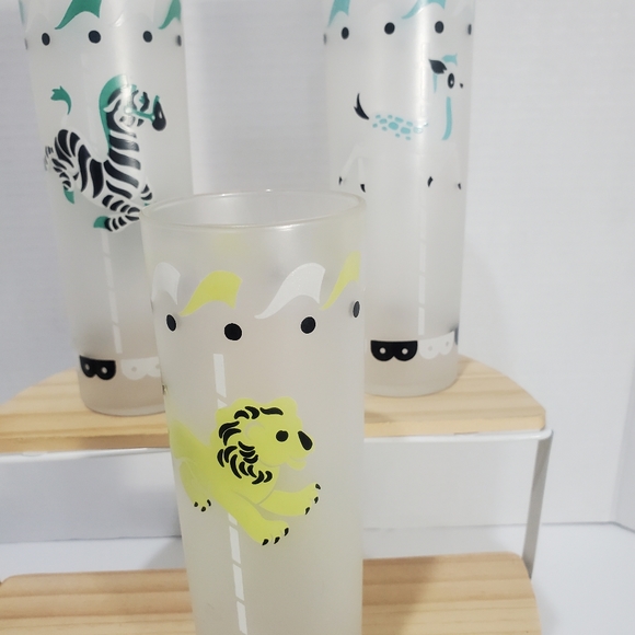 MCM Vintage Libbey Carousel Animal Highball Glasses SET of 6 - Picture 5 of 12